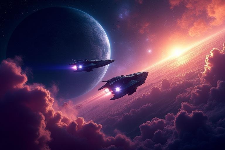 Box art for 'Starfall Chronicles', a sci-fi space exploration board game with vibrant colors and cosmic imagery.