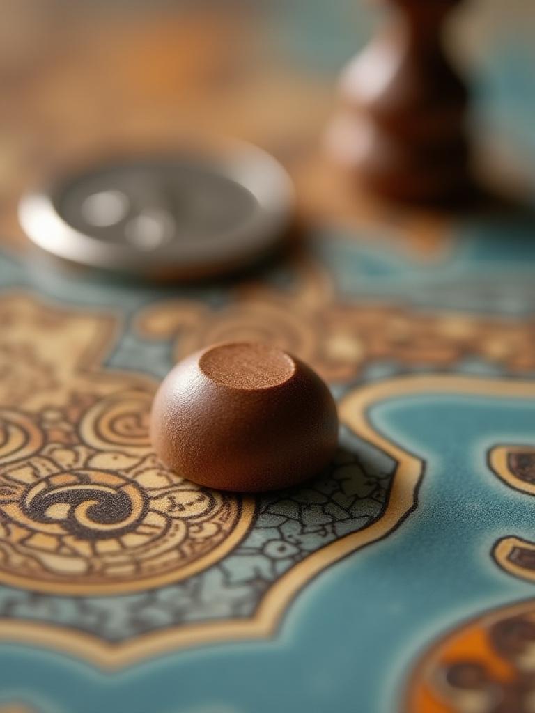 Close-up of stylish, unreleased board game prototype components