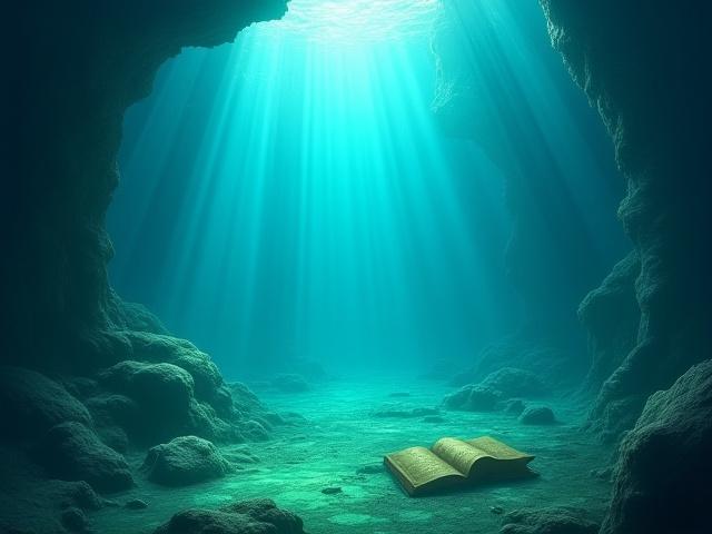 Concept box art for The Sunken Library, a narrative deduction game